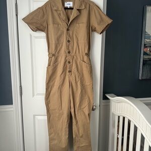 Pistola Tan Button-Up Jumpsuit